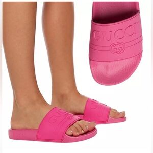 GUCCI Pursuit Rubber slides/pink fucsia size eu37/us6